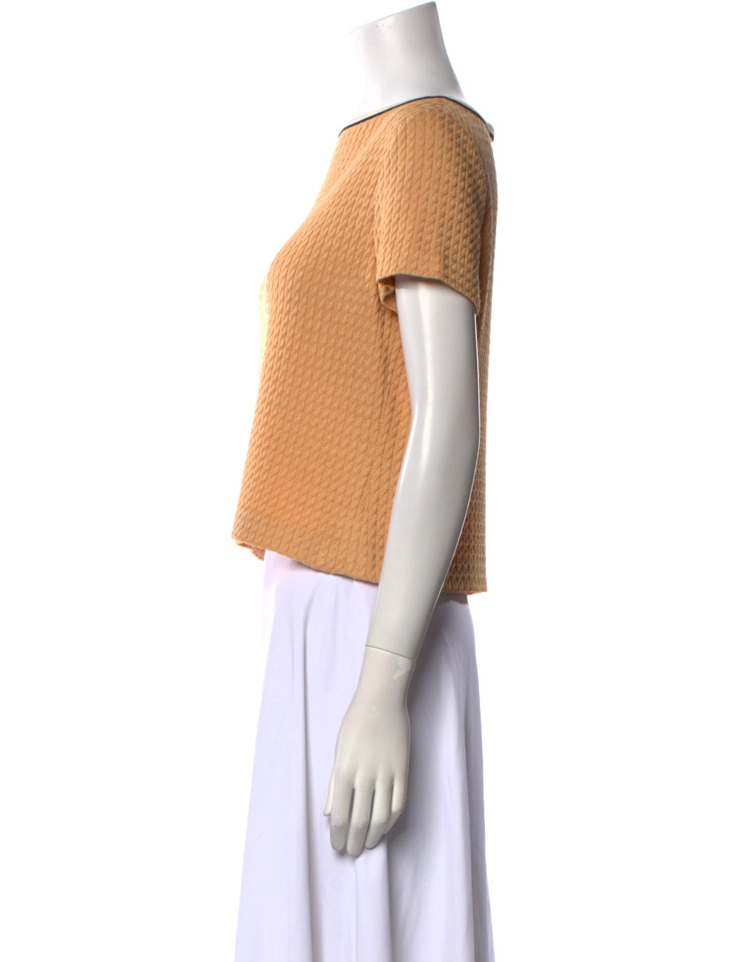 St. John Bateau Neckline Short Sleeve Crop Top