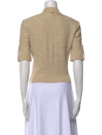 St. John Mock Neck Short Sleeve Crop Top