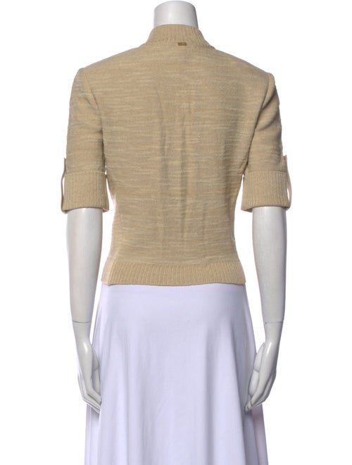 St. John Mock Neck Short Sleeve Crop Top