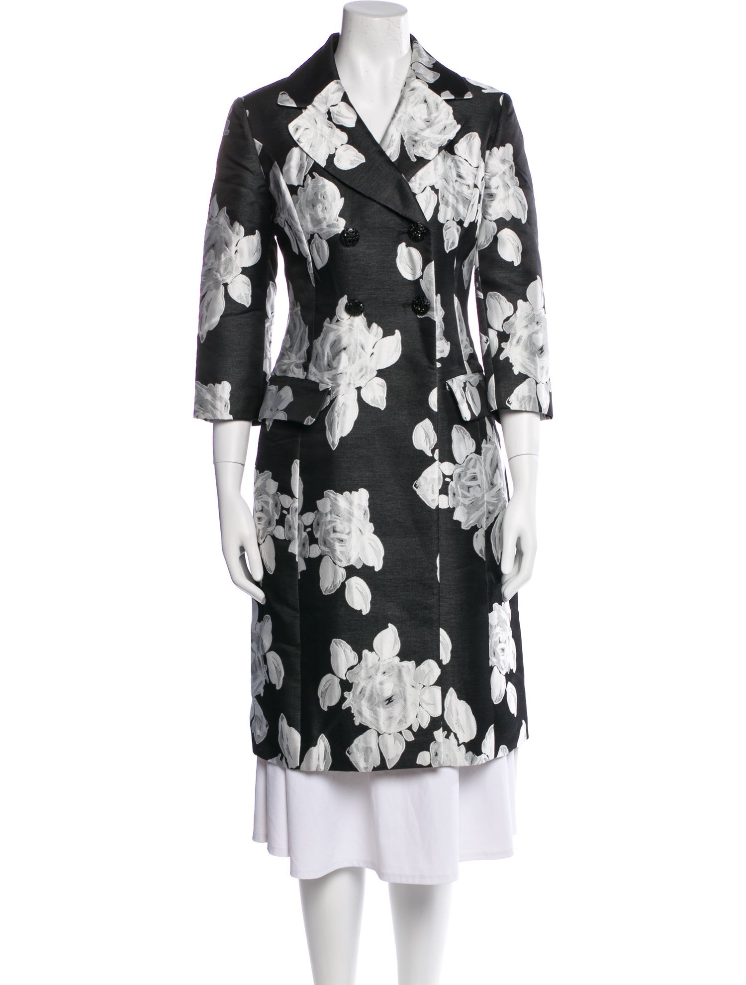 St. John Floral Print Trench Coat