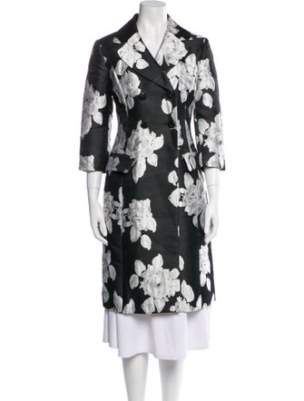 St. John Floral Print Trench Coat