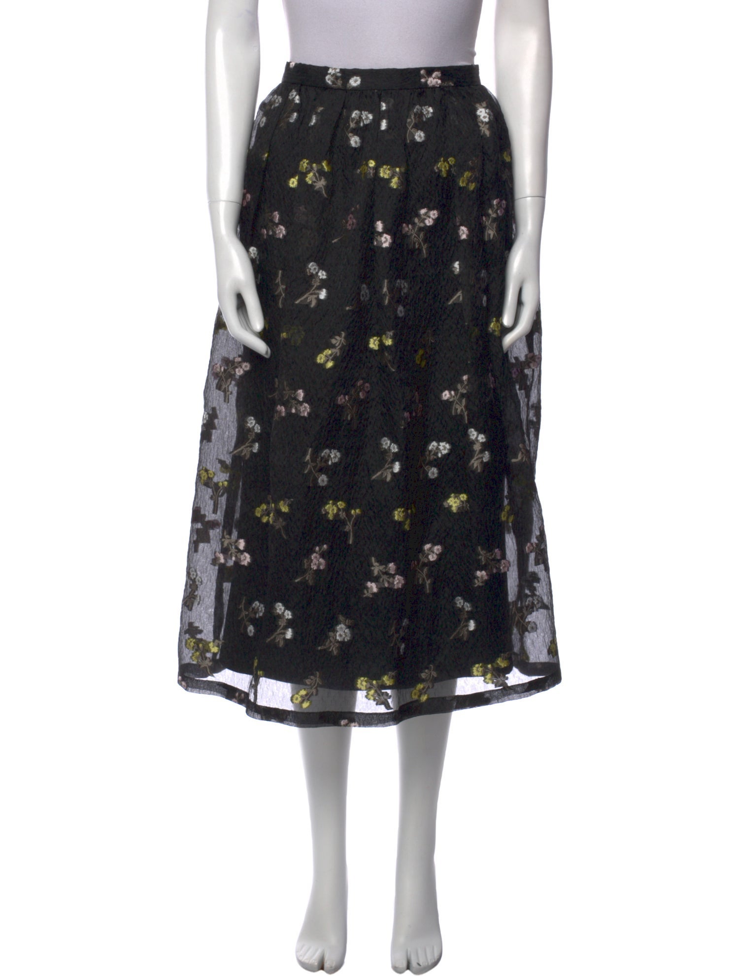 St. John Floral Print Midi Length Skirt