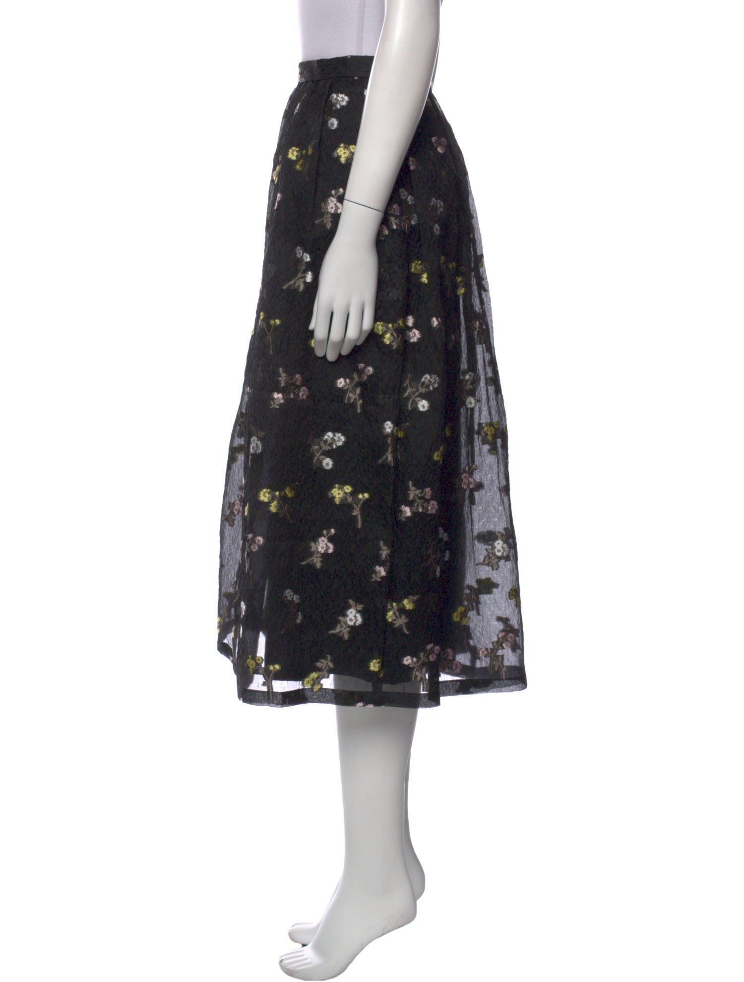 St. John Floral Print Midi Length Skirt