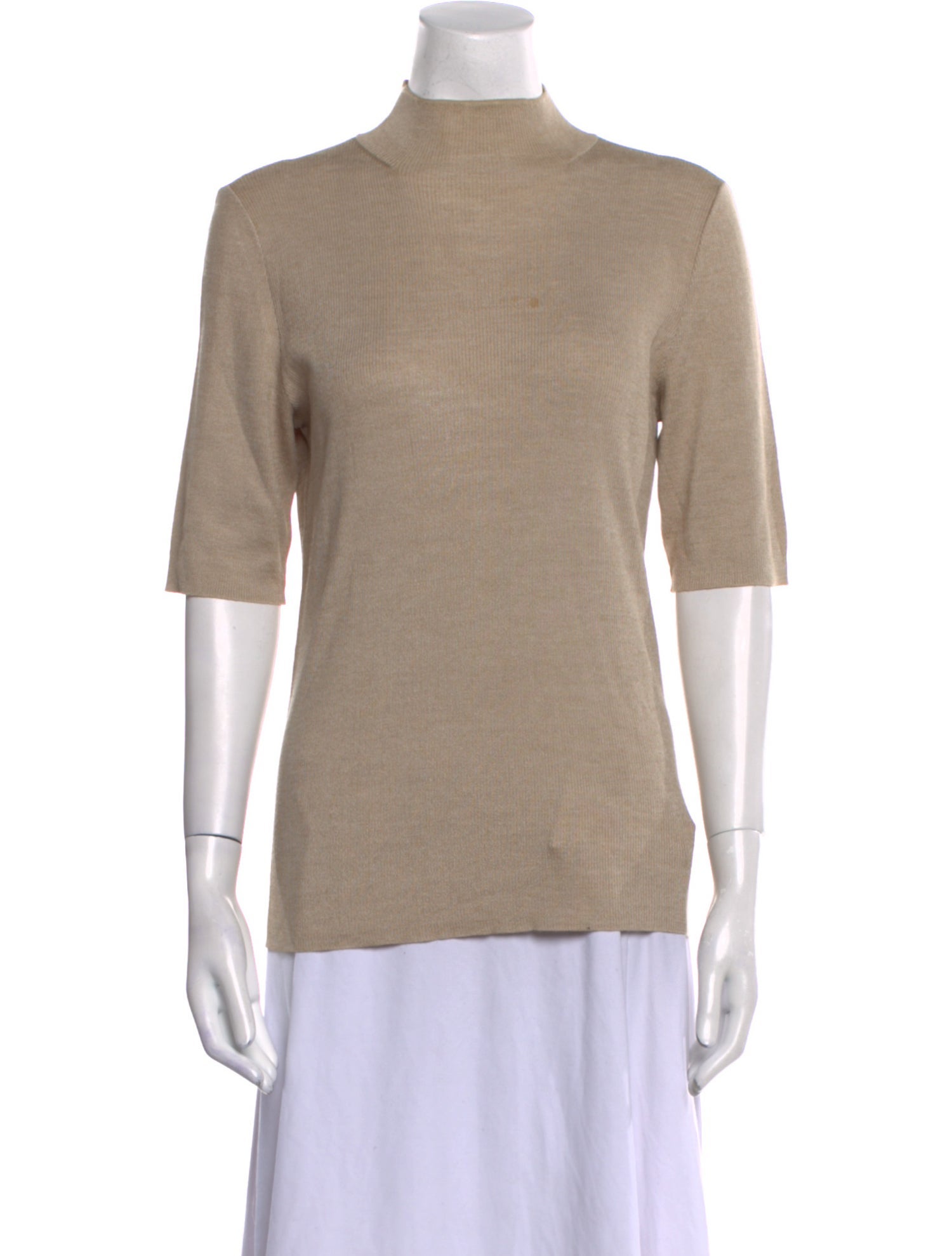 St. John Mock Neck Short Sleeve Top