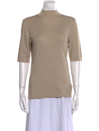 St. John Mock Neck Short Sleeve Top