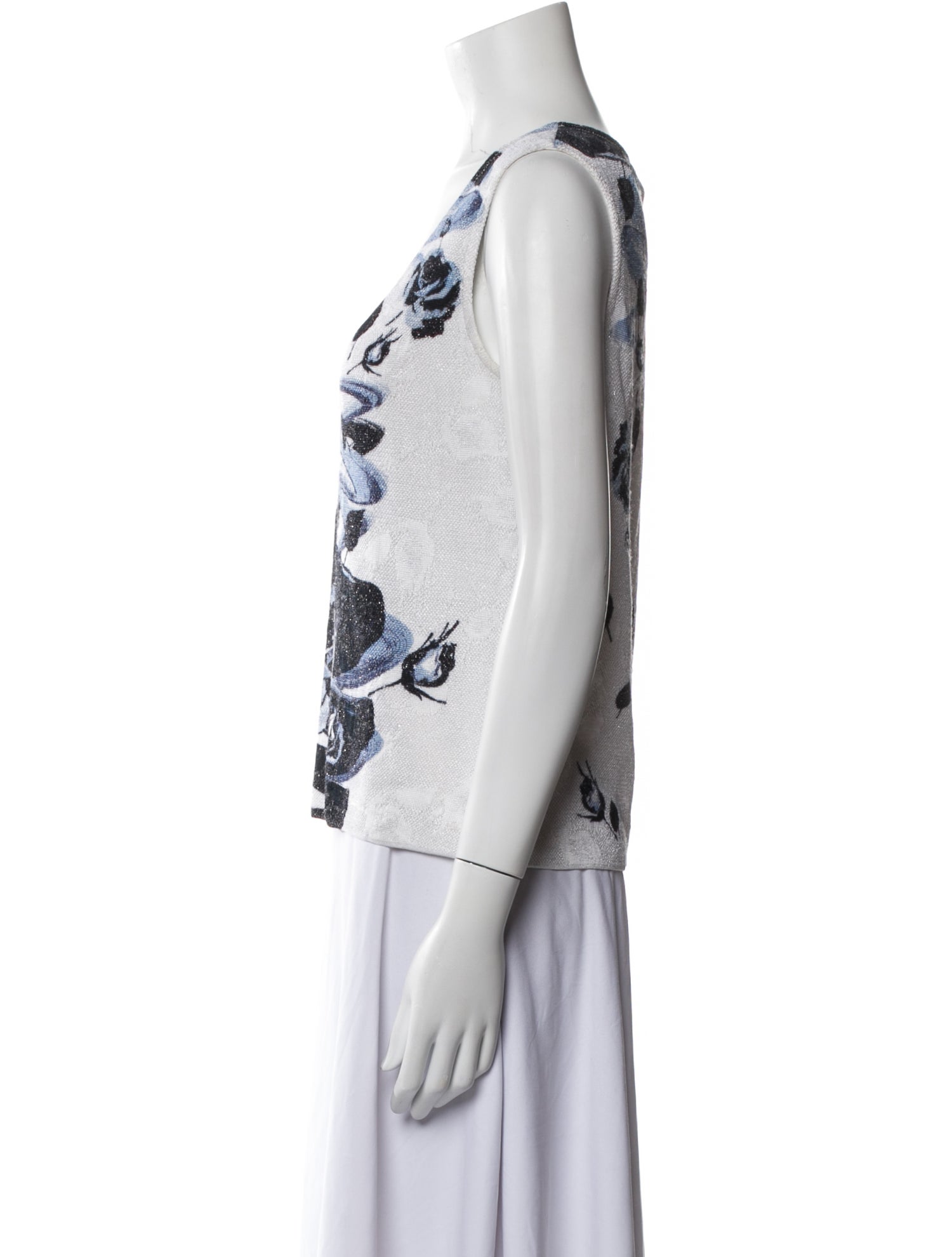 St. John Printed Scoop Neck Top