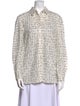 St. John Printed Long Sleeve Button-Up Top