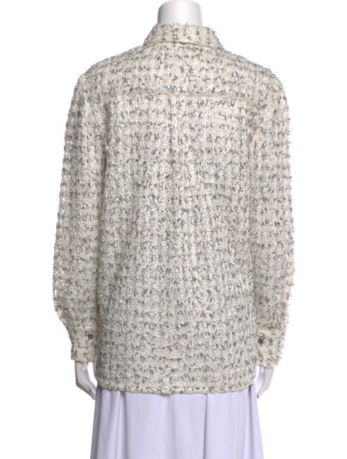 St. John Printed Long Sleeve Button-Up Top