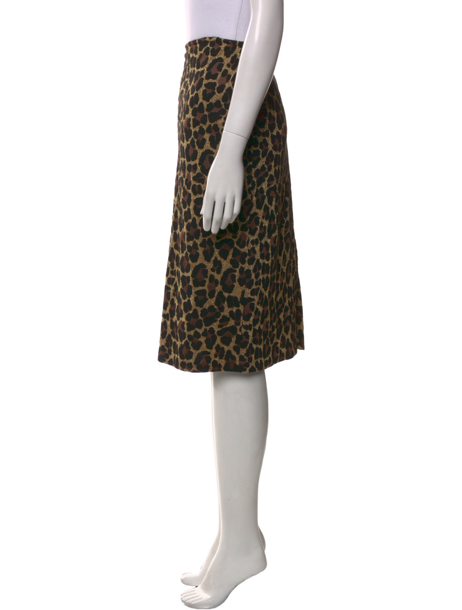 St. John Animal Print Knee-Length Skirt
