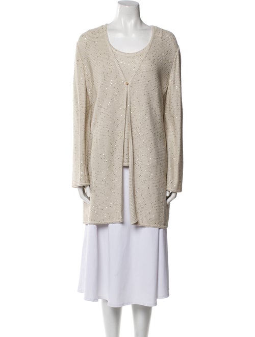 St. John Wool Sequin Embellishments Dress Set