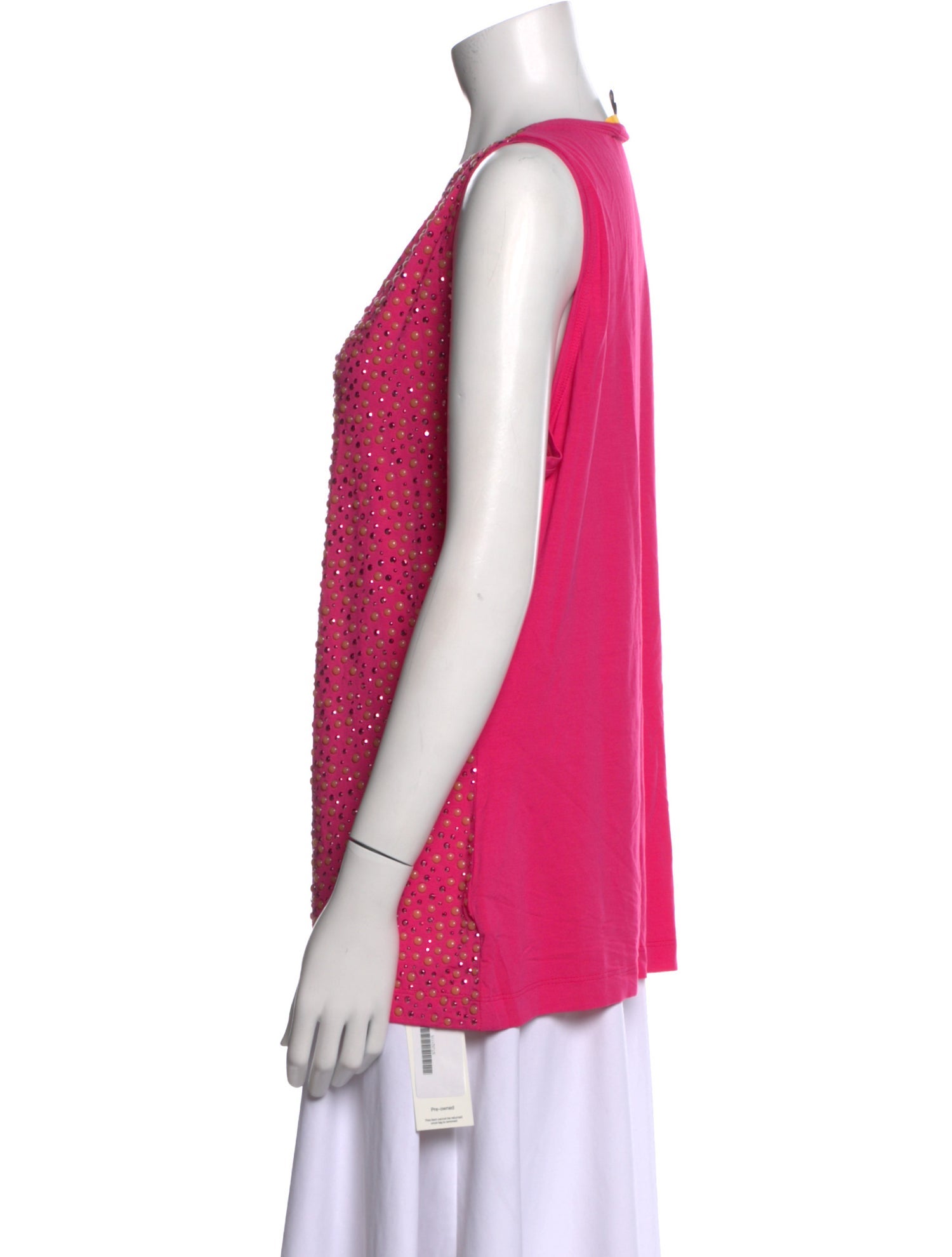 St. John Polka Dot Print Scoop Neck Top