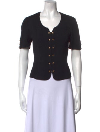 St. John V-Neck Short Sleeve Crop Top