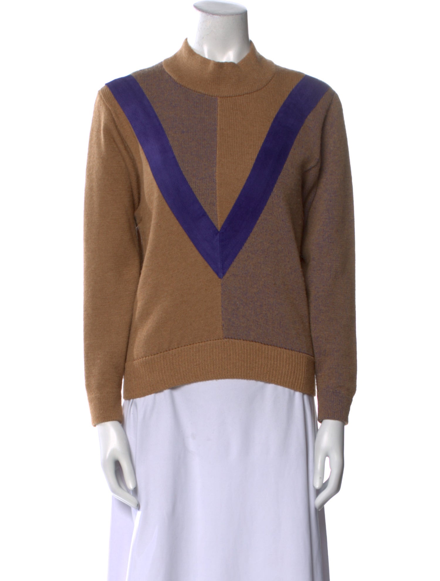 St. John Leather Colorblock Pattern Sweater