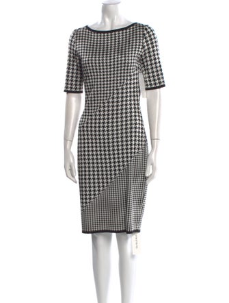 St. John Houndstooth Print Knee-Length Dress