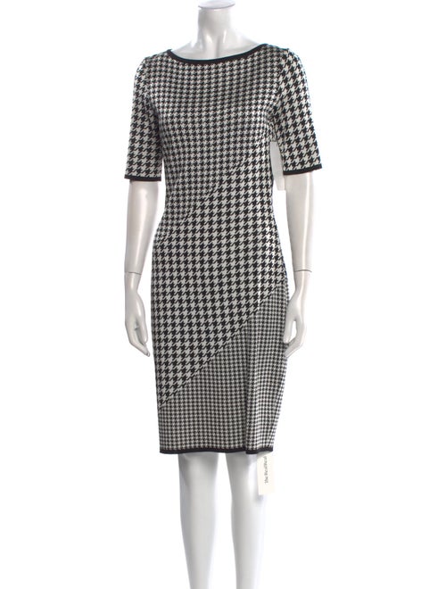 St. John Houndstooth Print Knee-Length Dress