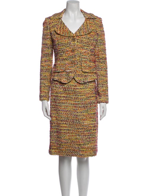 St. John Wool Tweed Pattern Skirt Set