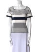 St. John Striped Square Neckline Top