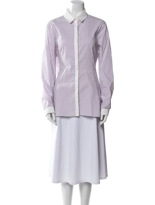 St. John Striped Long Sleeve Button-Up Top