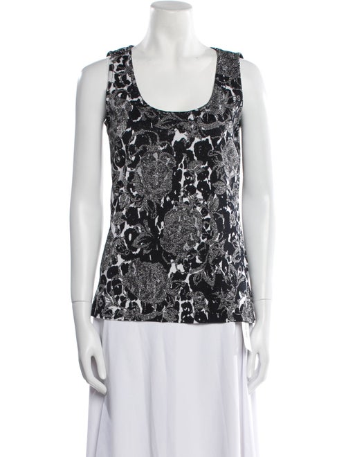 St. John Printed Scoop Neck Top