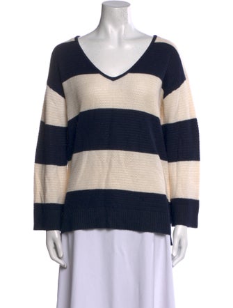St. John Striped V-Neck Sweater