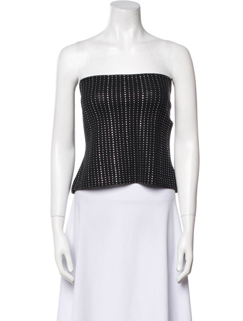 St. John Polka Dot Print Strapless Crop Top