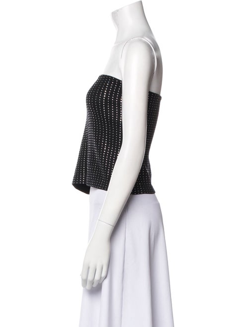 St. John Polka Dot Print Strapless Crop Top