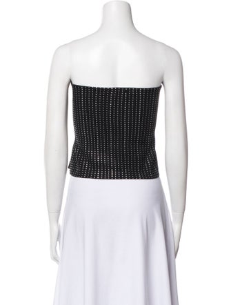 St. John Polka Dot Print Strapless Crop Top