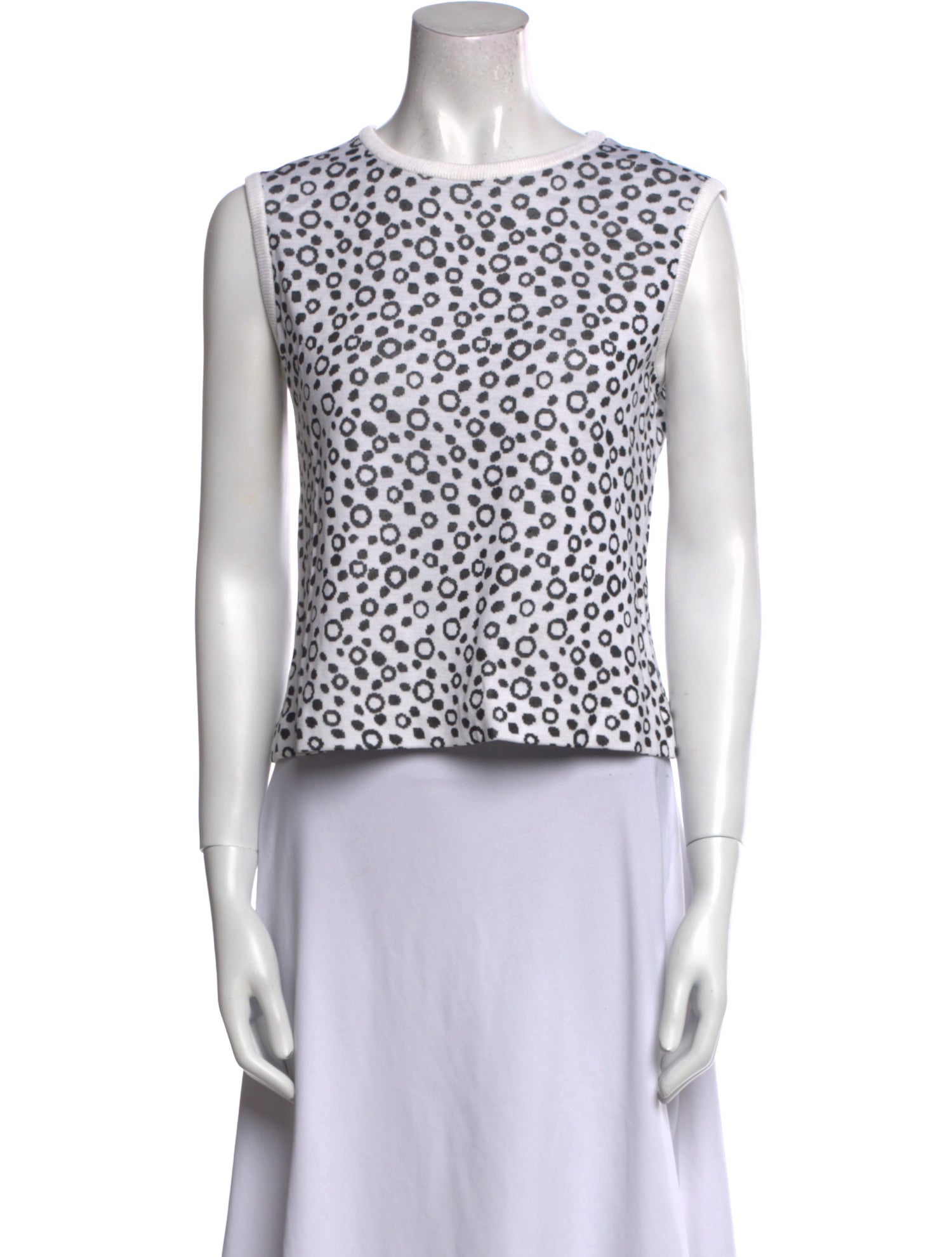 St. John Printed Bateau Neckline Crop Top