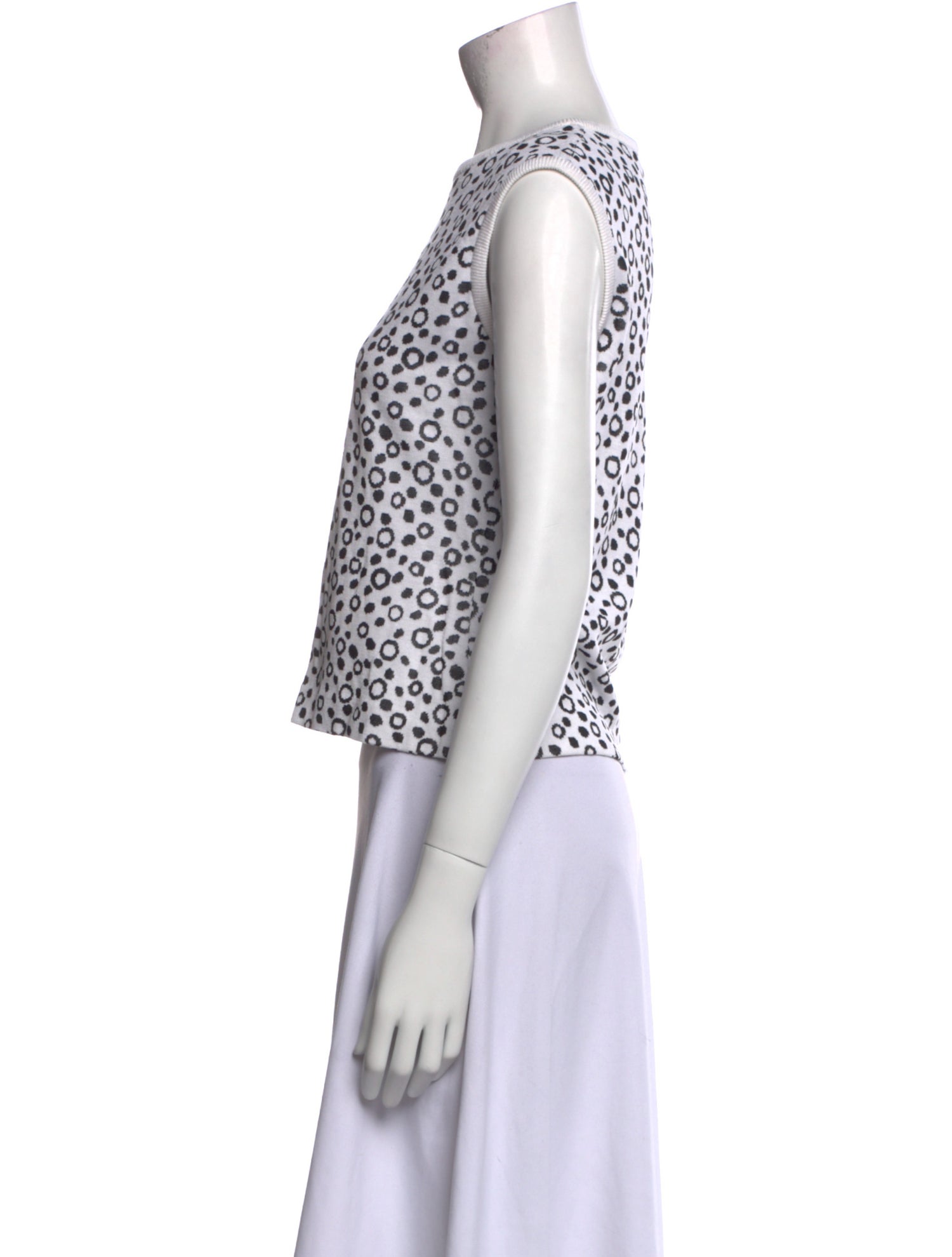 St. John Printed Bateau Neckline Crop Top