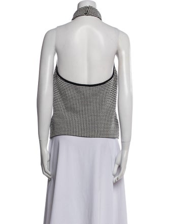 St. John Printed Mock Neck Crop Top