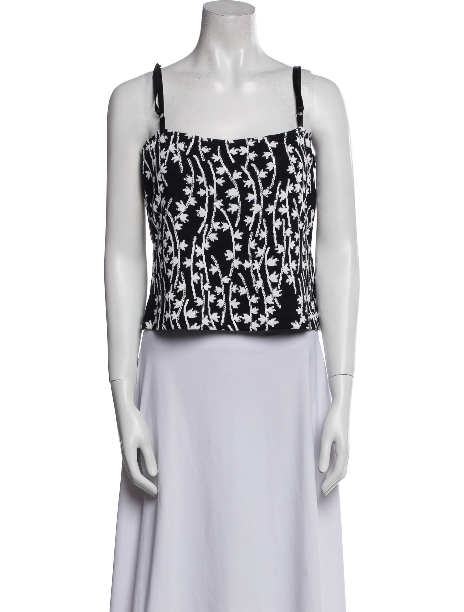 St. John Printed Square Neckline Crop Top