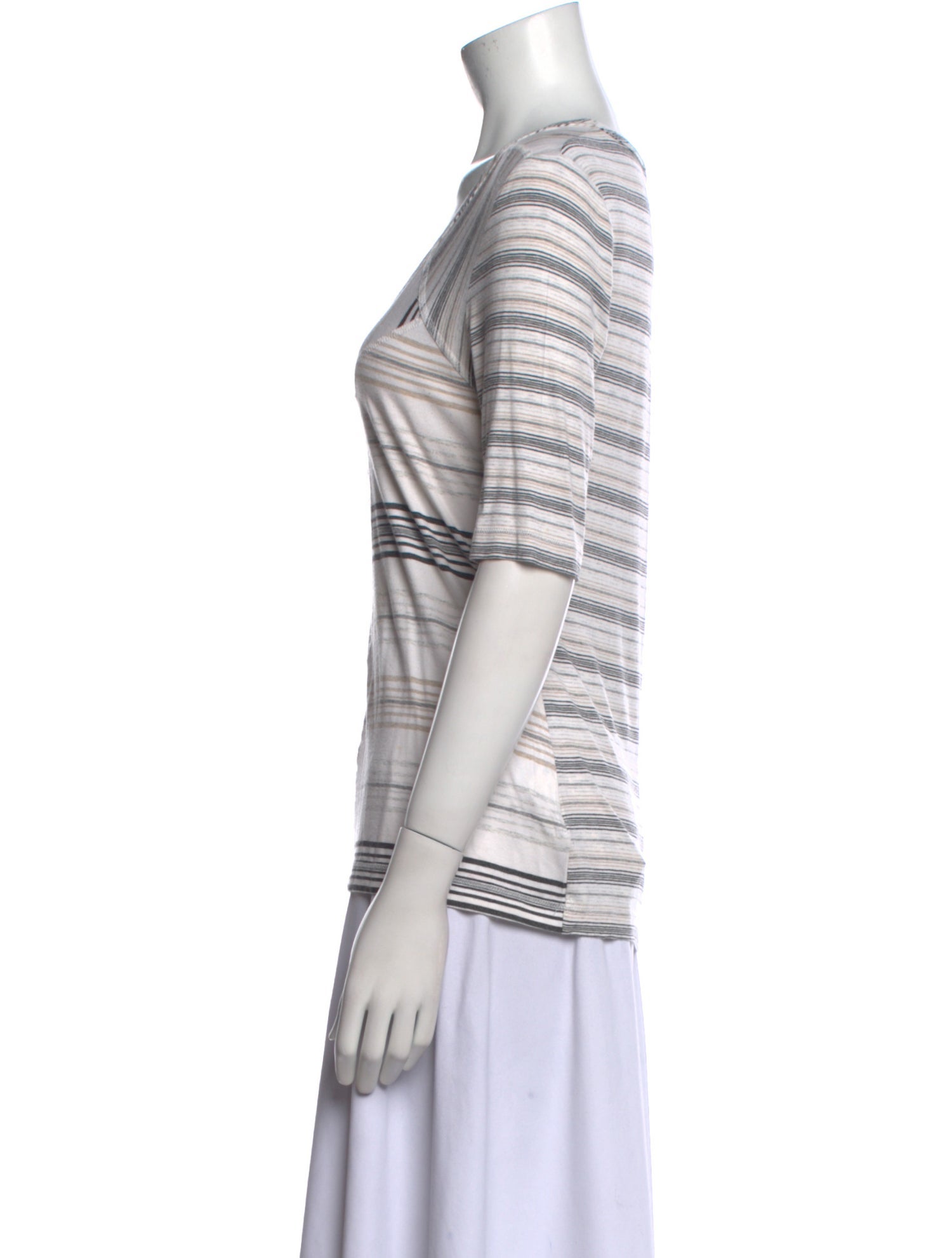 St. John Striped Scoop Neck T-Shirt