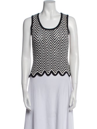 St. John Striped Scoop Neck Top