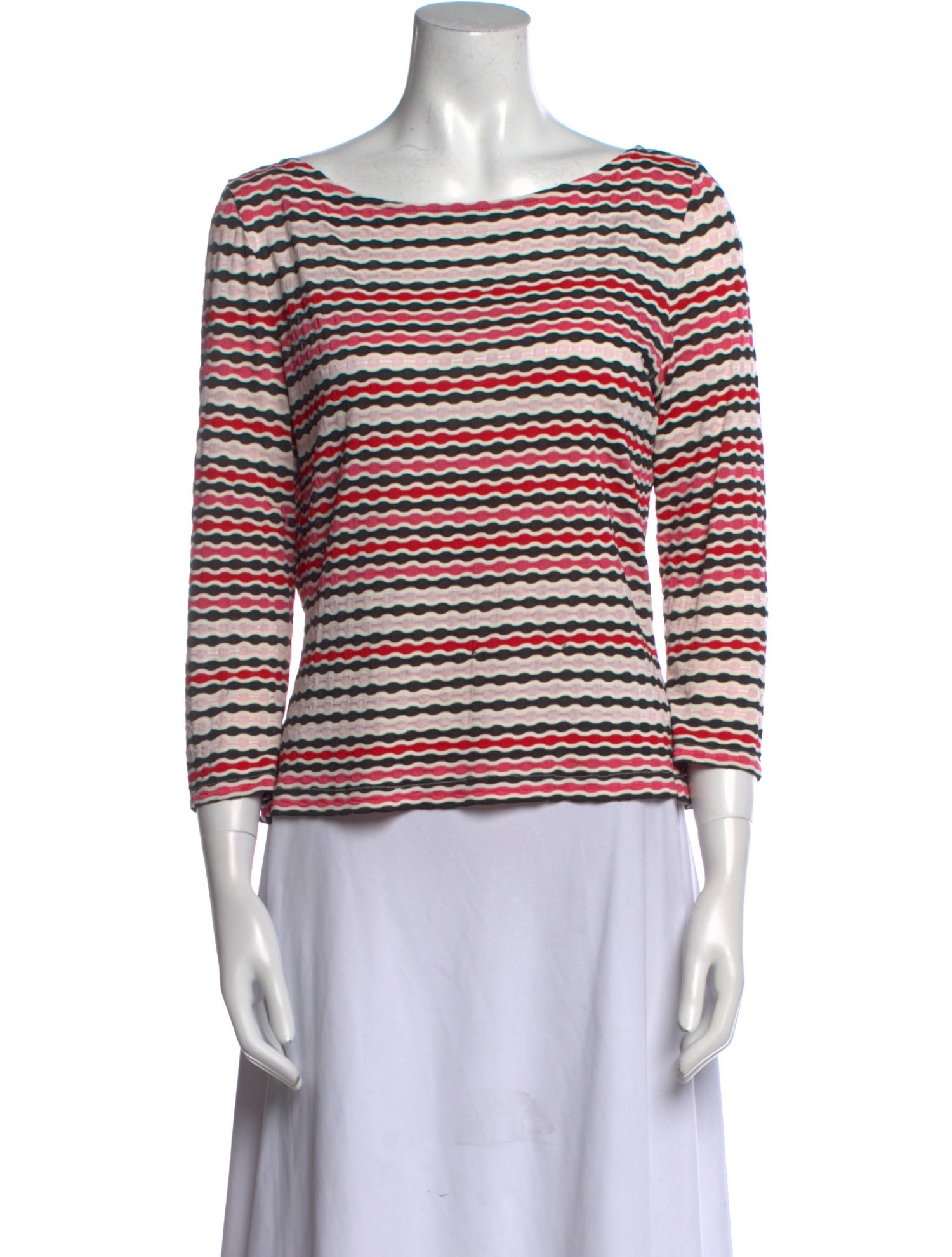 St. John Striped Bateau Neckline Top