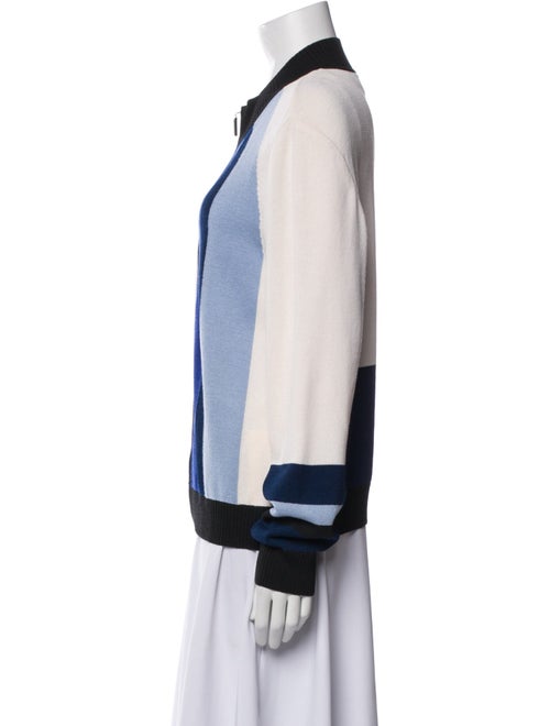 St. John Wool Colorblock Pattern Bomber Jacket