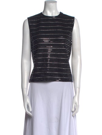 St. John Striped Crew Neck Top