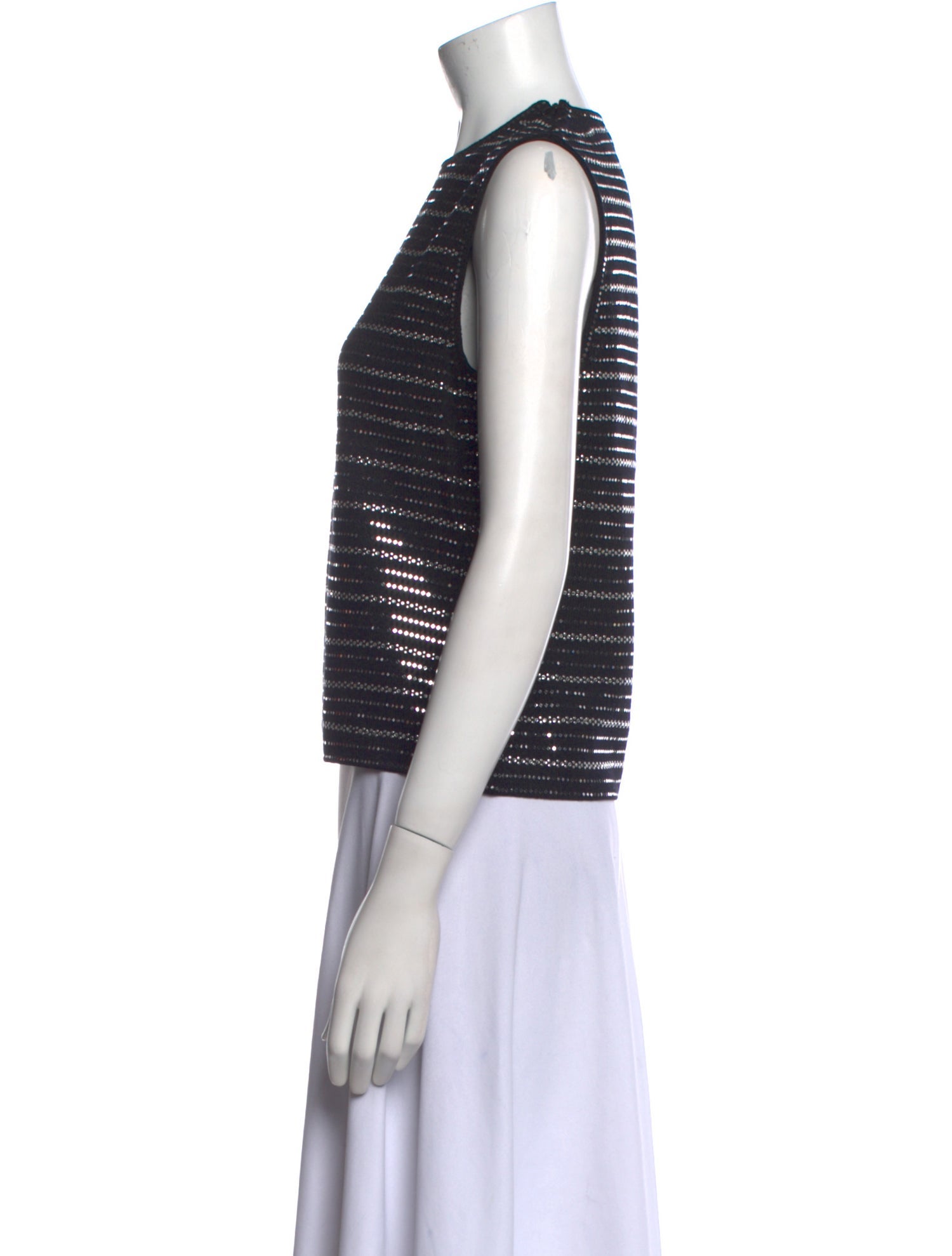 St. John Striped Crew Neck Top