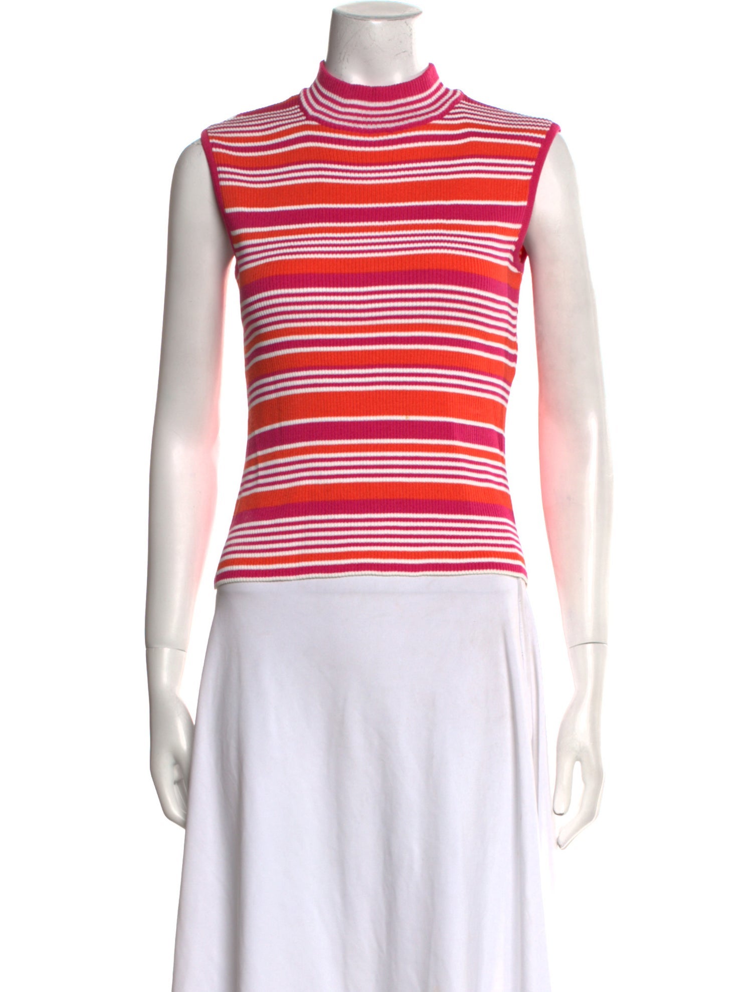 St. John Striped Mock Neck Top
