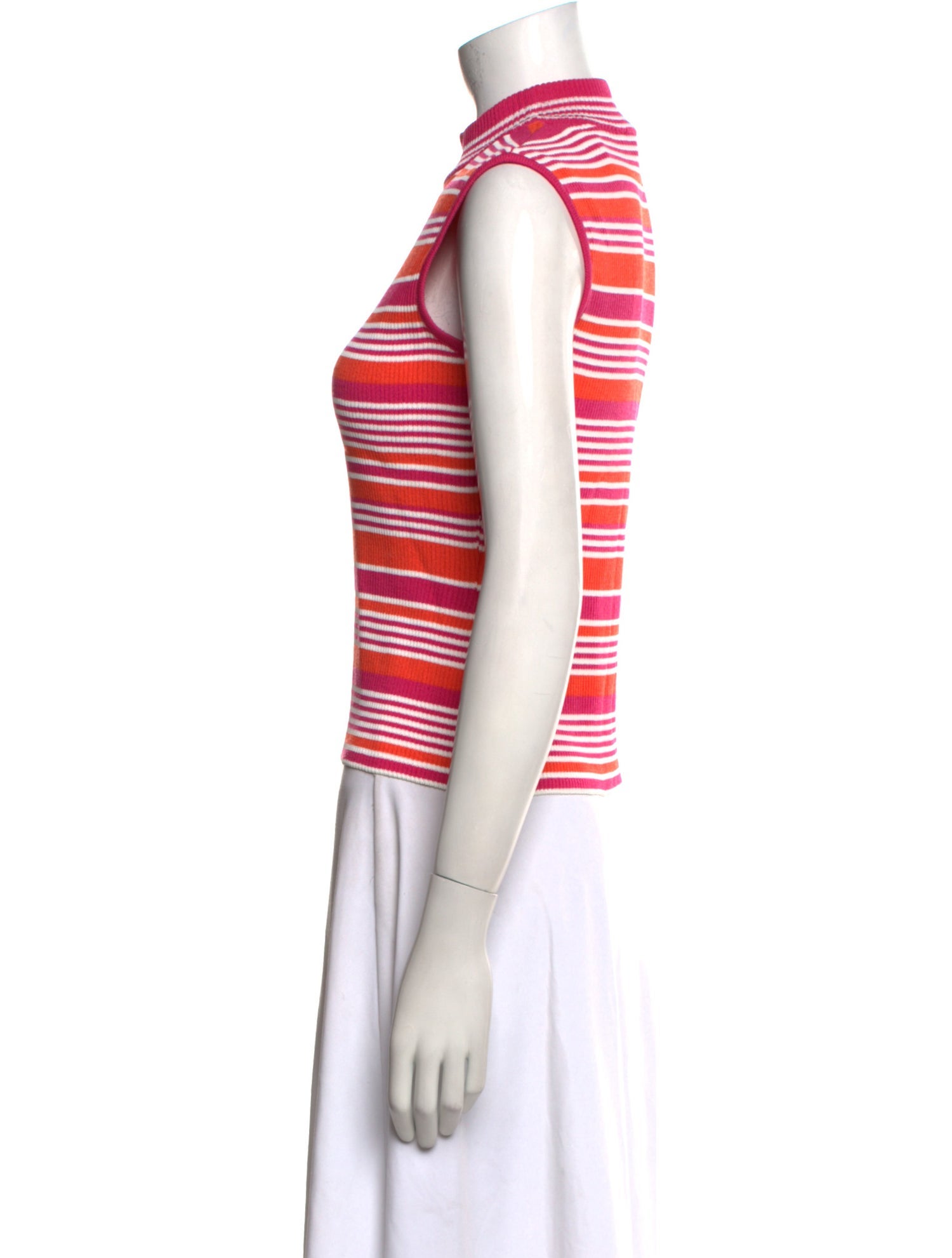 St. John Striped Mock Neck Top