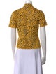 St. John Animal Print Mock Neck Top