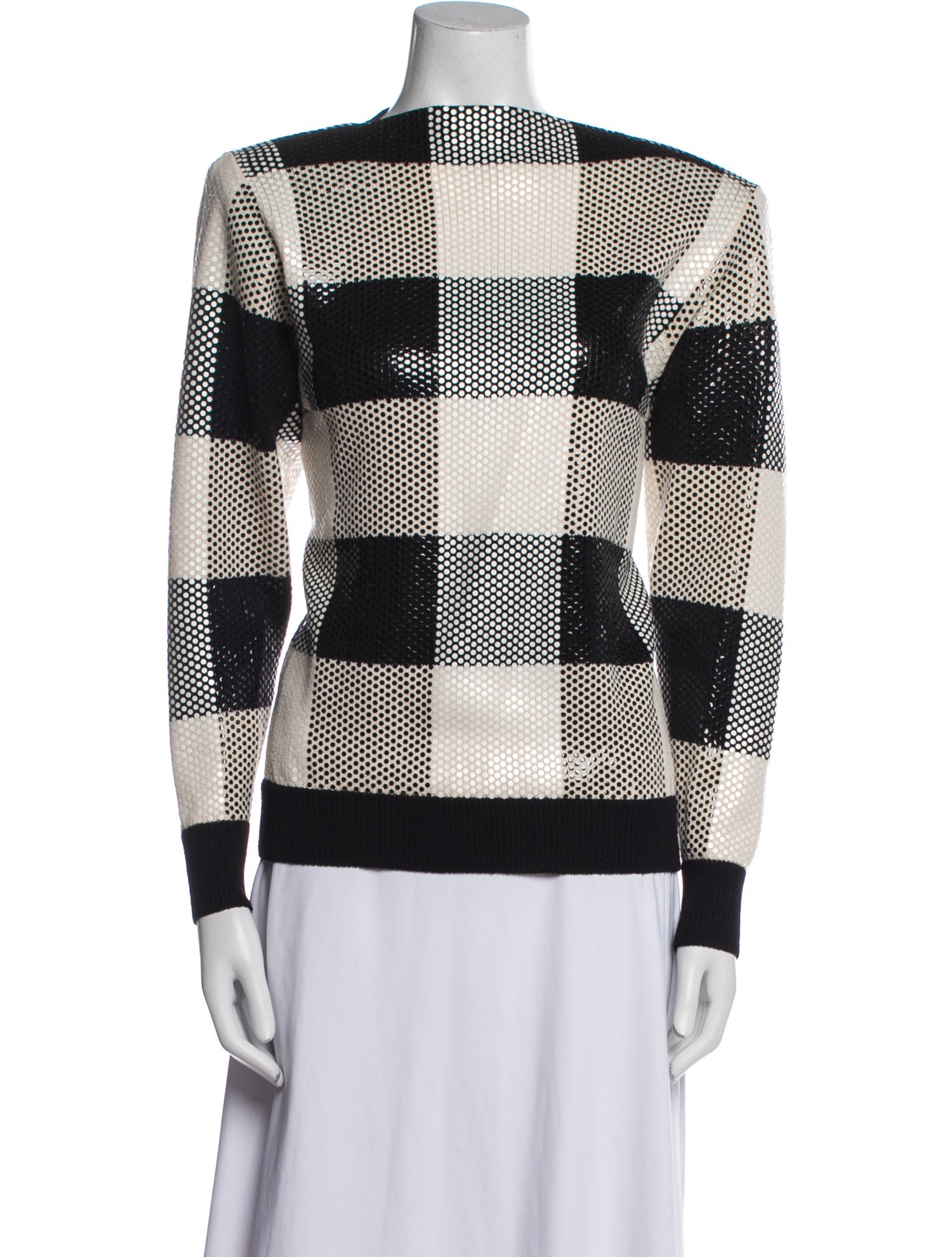 St. John Plaid Print Bateau Neckline Sweater