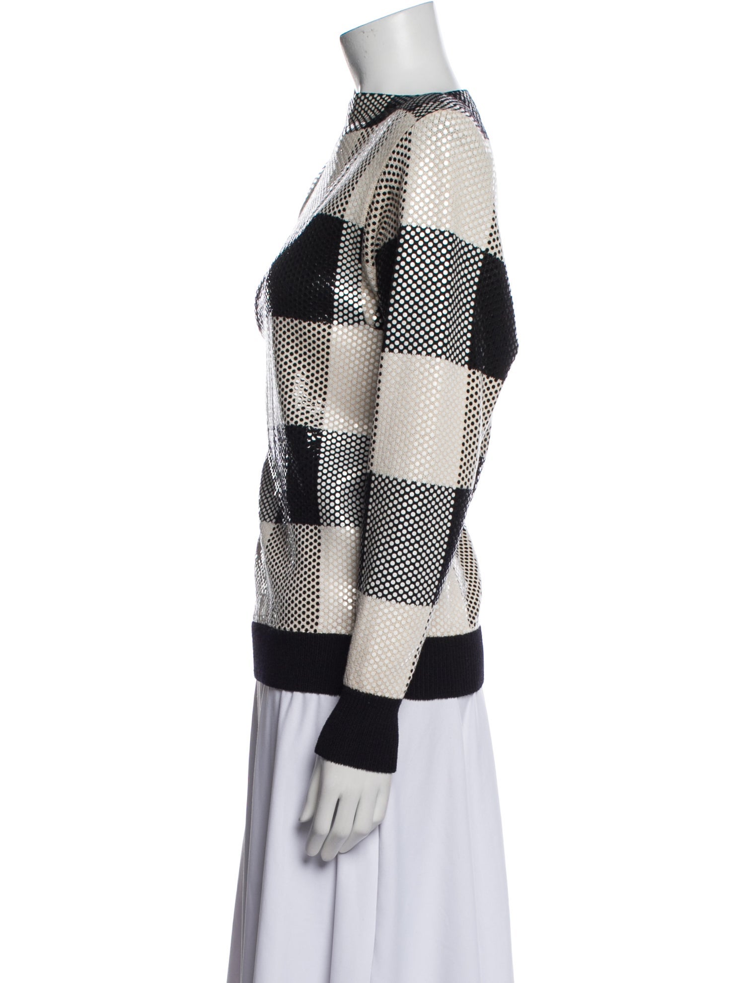 St. John Plaid Print Bateau Neckline Sweater