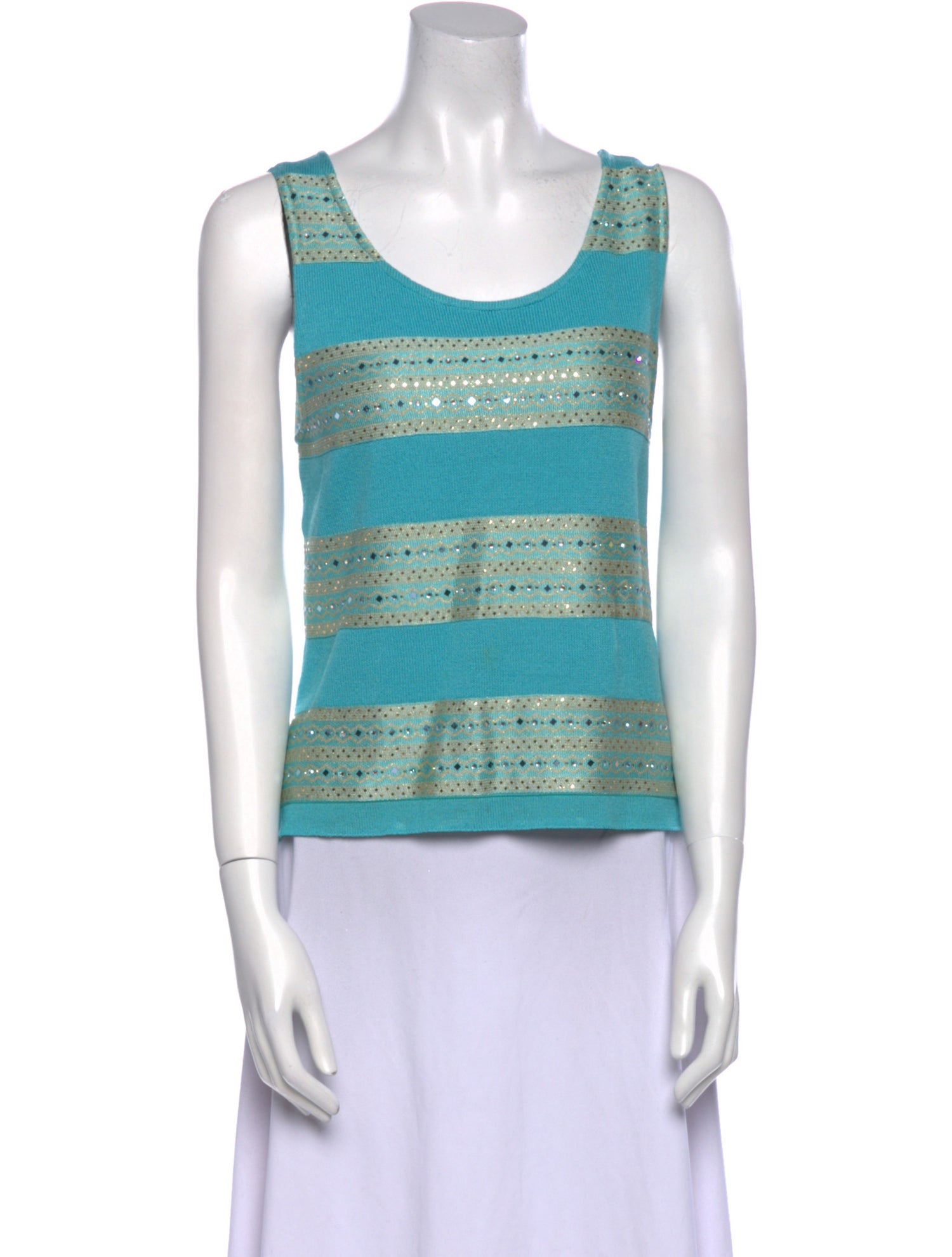 St. John Striped Scoop Neck Top