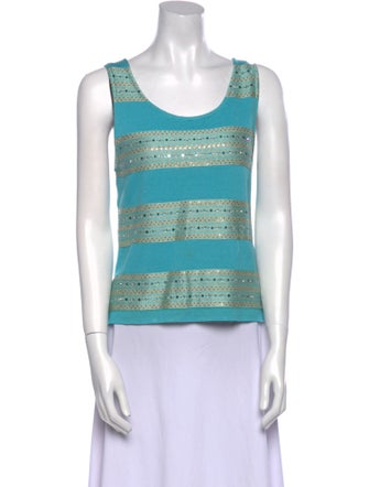 St. John Striped Scoop Neck Top