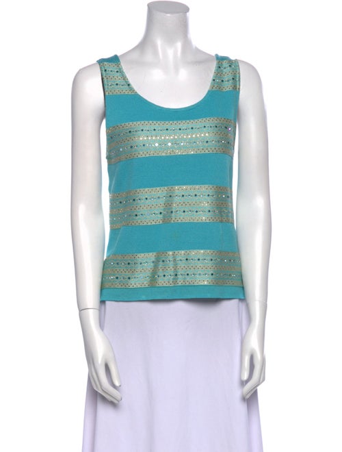 St. John Striped Scoop Neck Top