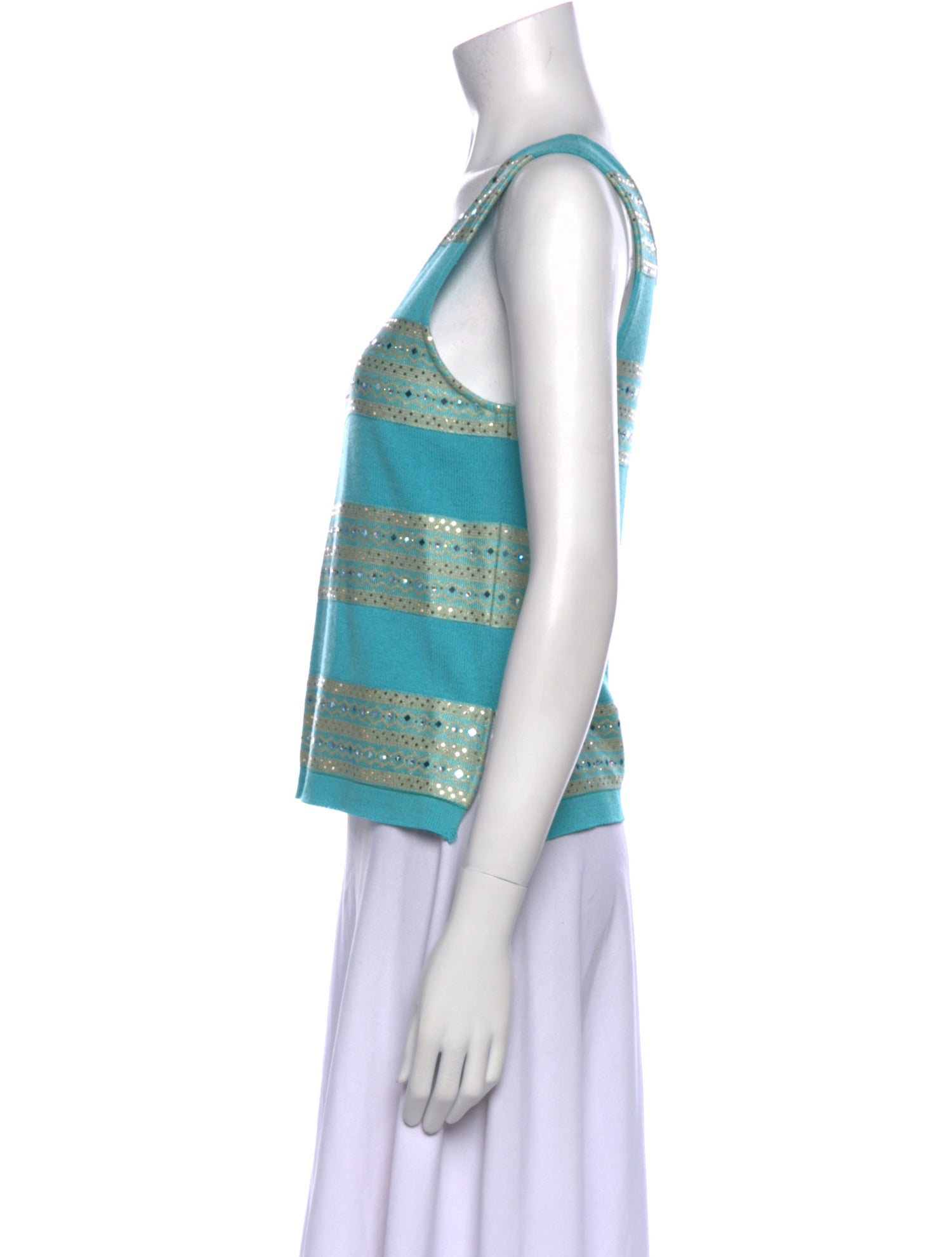 St. John Striped Scoop Neck Top