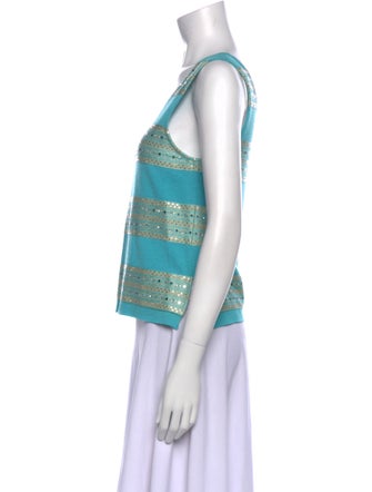 St. John Striped Scoop Neck Top