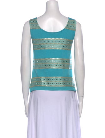 St. John Striped Scoop Neck Top