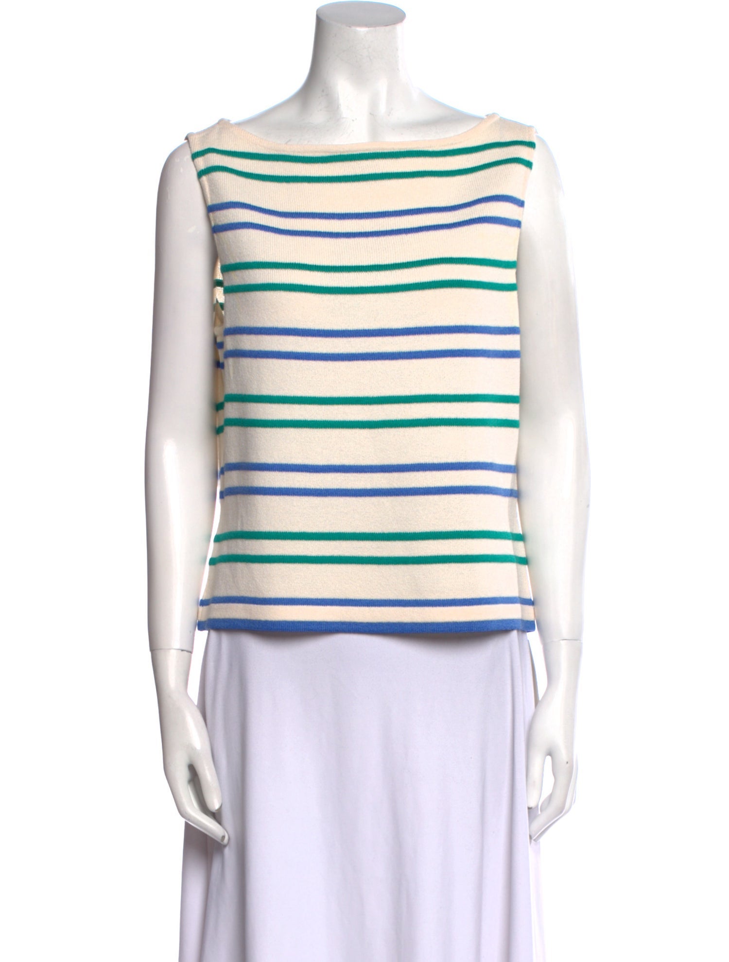 St. John Striped Bateau Neckline Top