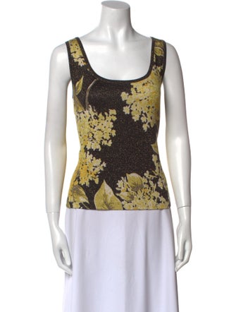 St. John Printed Scoop Neck Top